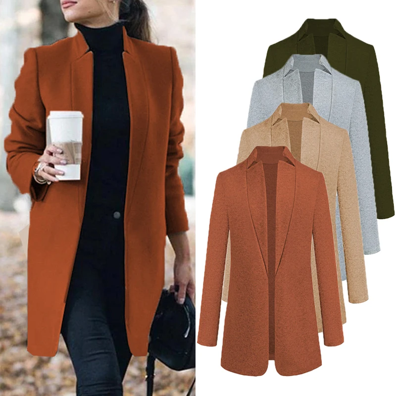 Hot Sale Retro Women's Long Sleeve Coats Slim Fit Ladies Outwear Suit Jackets Cardigan Blazer Solid Color Slim Long Coats New
Hot Sale Retro Women's Long Sleeve Coats Slim Fit Ladies Outwear Suit Jackets Cardigan Blazer Solid Color Slim Long Coats New