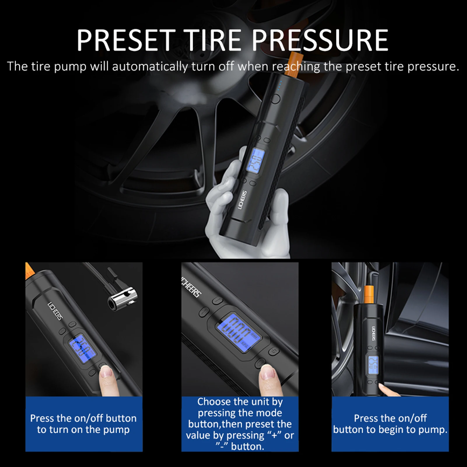 Mini Air Compressor Car Multifunctional Tire Inflator with LED Light Display Screen Rechargeable Pump for Car Bike Motorcycle
Mini Air Compressor Car Multifunctional Tire Inflator with LED Light Display Screen Rechargeable Pump for Car Bike Motorcycle