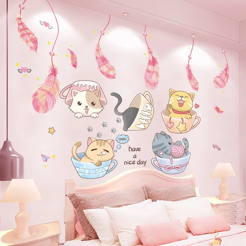 Cats Animal Wall Stickers DIY Cartoon Feathers Mural Decals for Kids Rooms Baby Bedroom Children Nursery Home Decoration
Cats Animal Wall Stickers DIY Cartoon Feathers Mural Decals for Kids Rooms Baby Bedroom Children Nursery Home Decoration