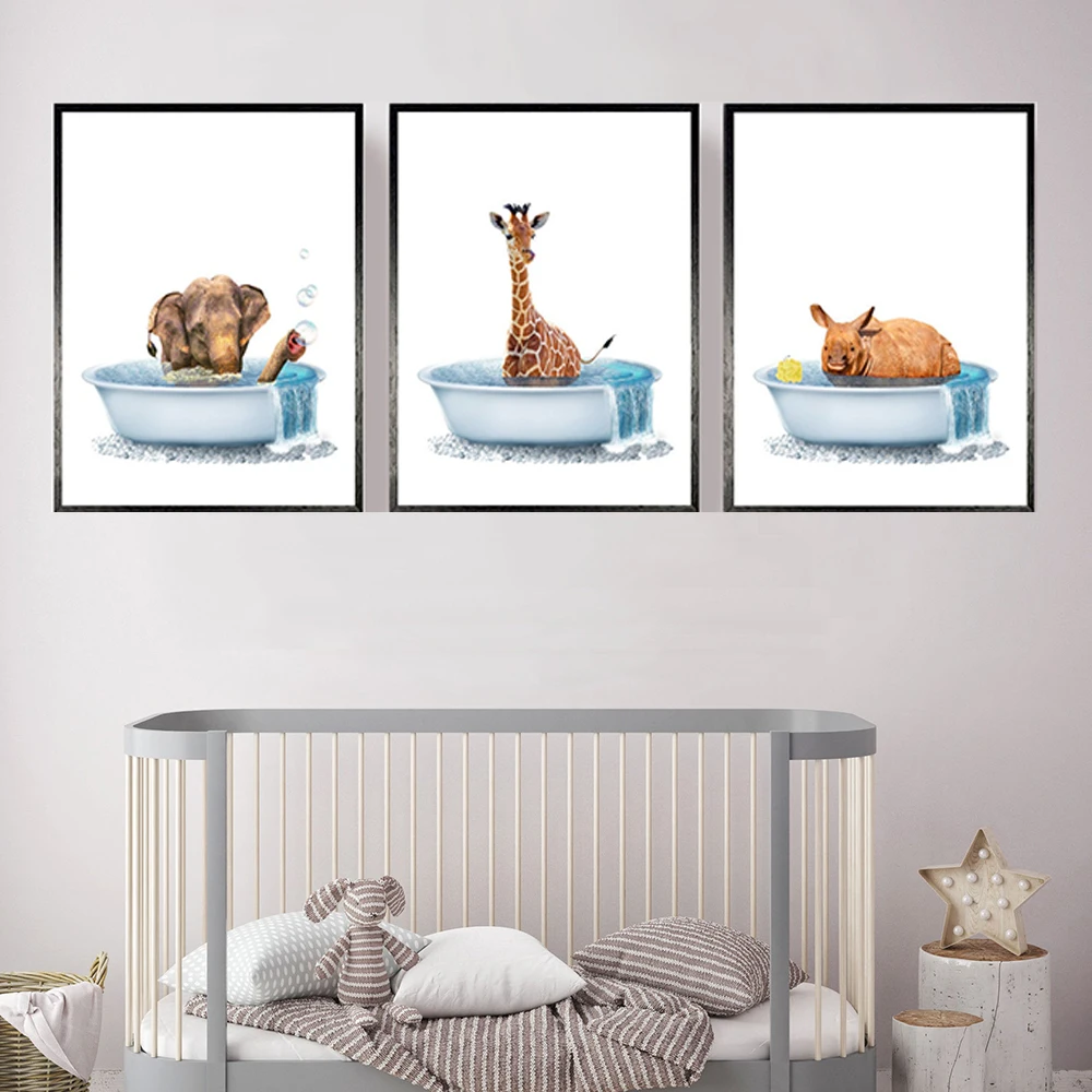 Cute Safari Baby Animals Bathtub Prints Poster Giraffe Elephant Rhino Canvas Painting Nordic Kid Wall Art Bathroom Toilet Decor
Cute Safari Baby Animals Bathtub Prints Poster Giraffe Elephant Rhino Canvas Painting Nordic Kid Wall Art Bathroom Toilet Decor