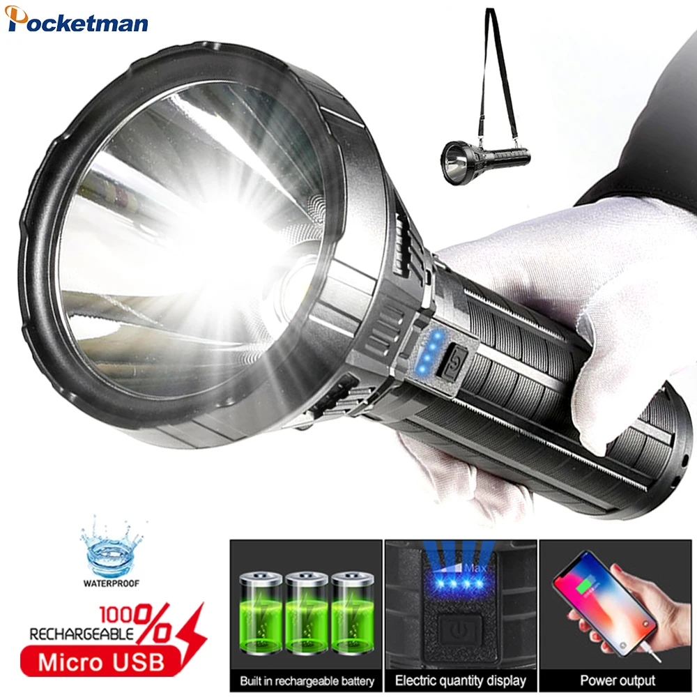 100W P70 LED Flashlight USB Rechargeable 5 Modes Torch Lantern Outdoor Waterproof Camping Light with built in Battery with Strap
100W P70 LED Flashlight USB Rechargeable 5 Modes Torch Lantern Outdoor Waterproof Camping Light with built in Battery with Strap