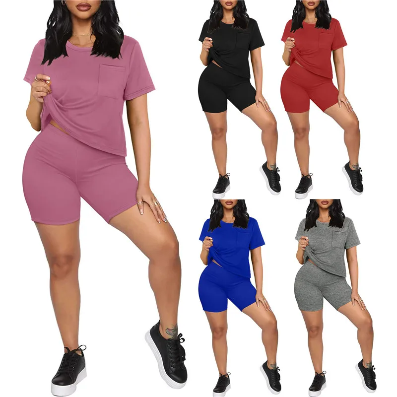 Women 2 Piece Shorts Set Summer Outfits Solid Color Short Sleeve T-shirts and Short Pants with Pocket Casual Tracksuit Fitness
Women 2 Piece Shorts Set Summer Outfits Solid Color Short Sleeve T-shirts and Short Pants with Pocket Casual Tracksuit Fitness