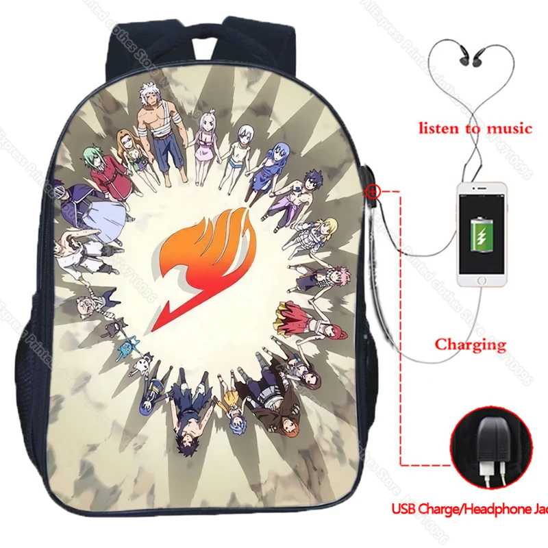 16inch Fairy Tail Backpack Kids Rucksack Boys USB Charge Travel Knapsack Students Cartoon Anime Schoolbag Unisex Teens Bookbag
16inch Fairy Tail Backpack Kids Rucksack Boys USB Charge Travel Knapsack Students Cartoon Anime Schoolbag Unisex Teens Bookbag