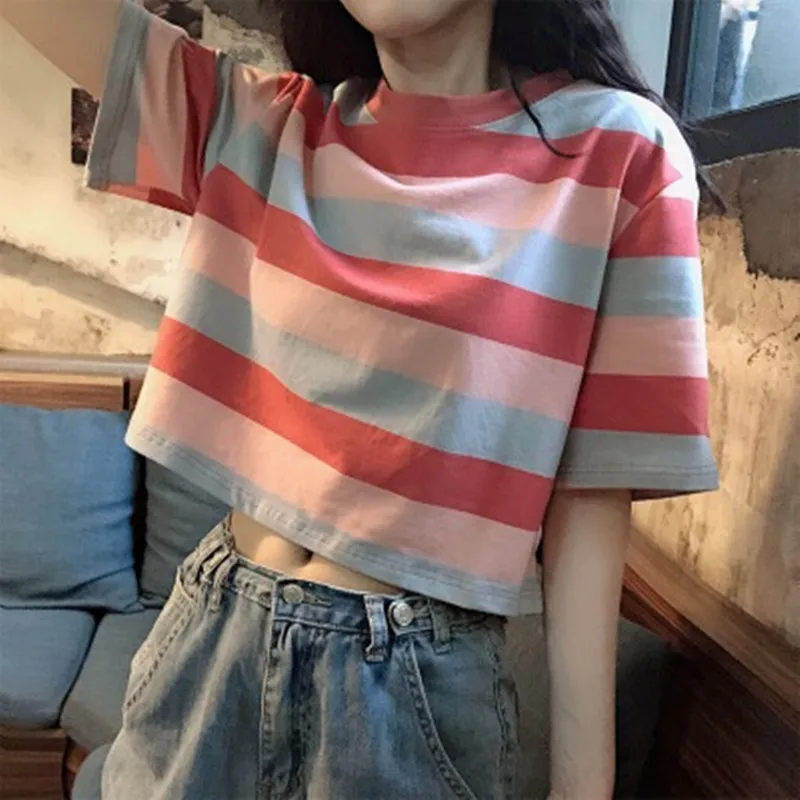 2020 New Fashion Summer Women High Quatily Striped T-Shirt Female Casual Sexy Tops Ladies Cotton O-Neck Short SleeveTees L50
2020 New Fashion Summer Women High Quatily Striped T-Shirt Female Casual Sexy Tops Ladies Cotton O-Neck Short SleeveTees L50