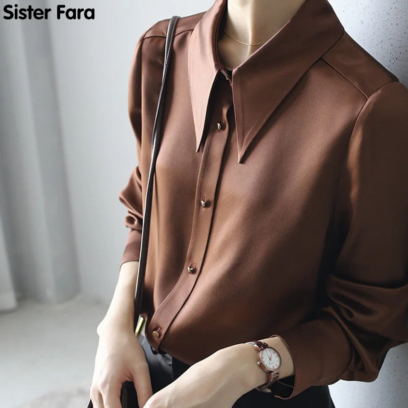 Sister Fara Elegant Spring Slim Women's Shirt Turn-down Collar Solid Blouses Autumn Ladies Single Breasted Long Sleeve Blouses
Sister Fara Elegant Spring Slim Women's Shirt Turn-down Collar Solid Blouses Autumn Ladies Single Breasted Long Sleeve Blouses