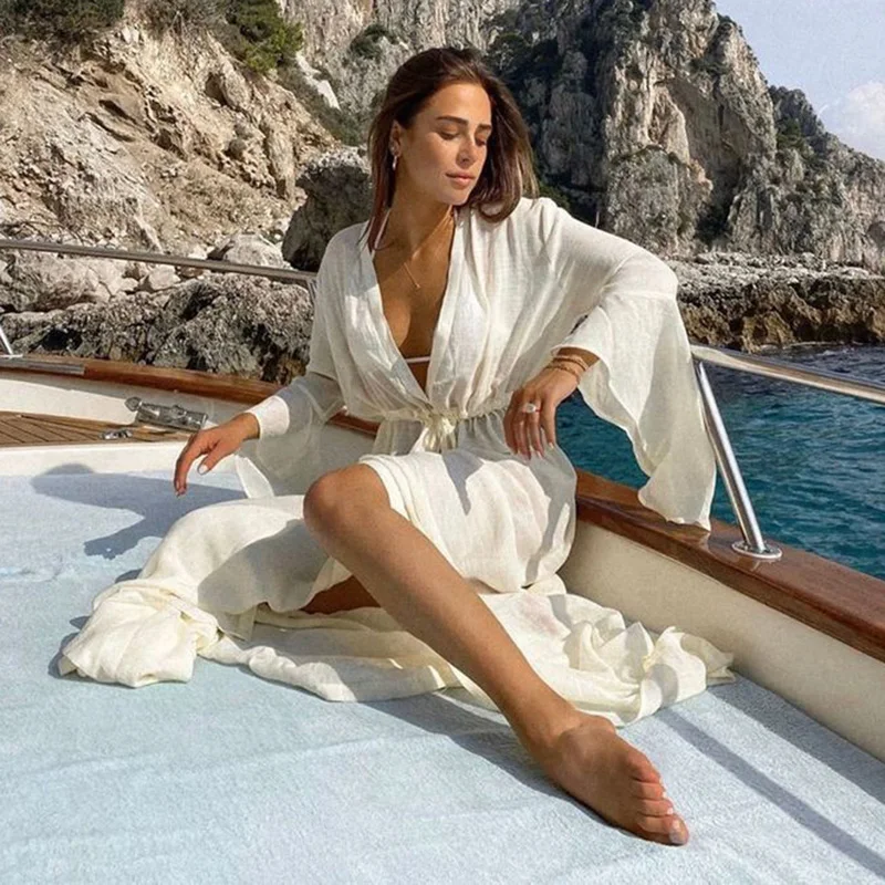 2021 New Bikini Cover-ups Sexy Belted Summer Dress White Lace Cotton Tunic Women Plus Size Beach Wear Swim Suit Cover Up
2021 New Bikini Cover-ups Sexy Belted Summer Dress White Lace Cotton Tunic Women Plus Size Beach Wear Swim Suit Cover Up