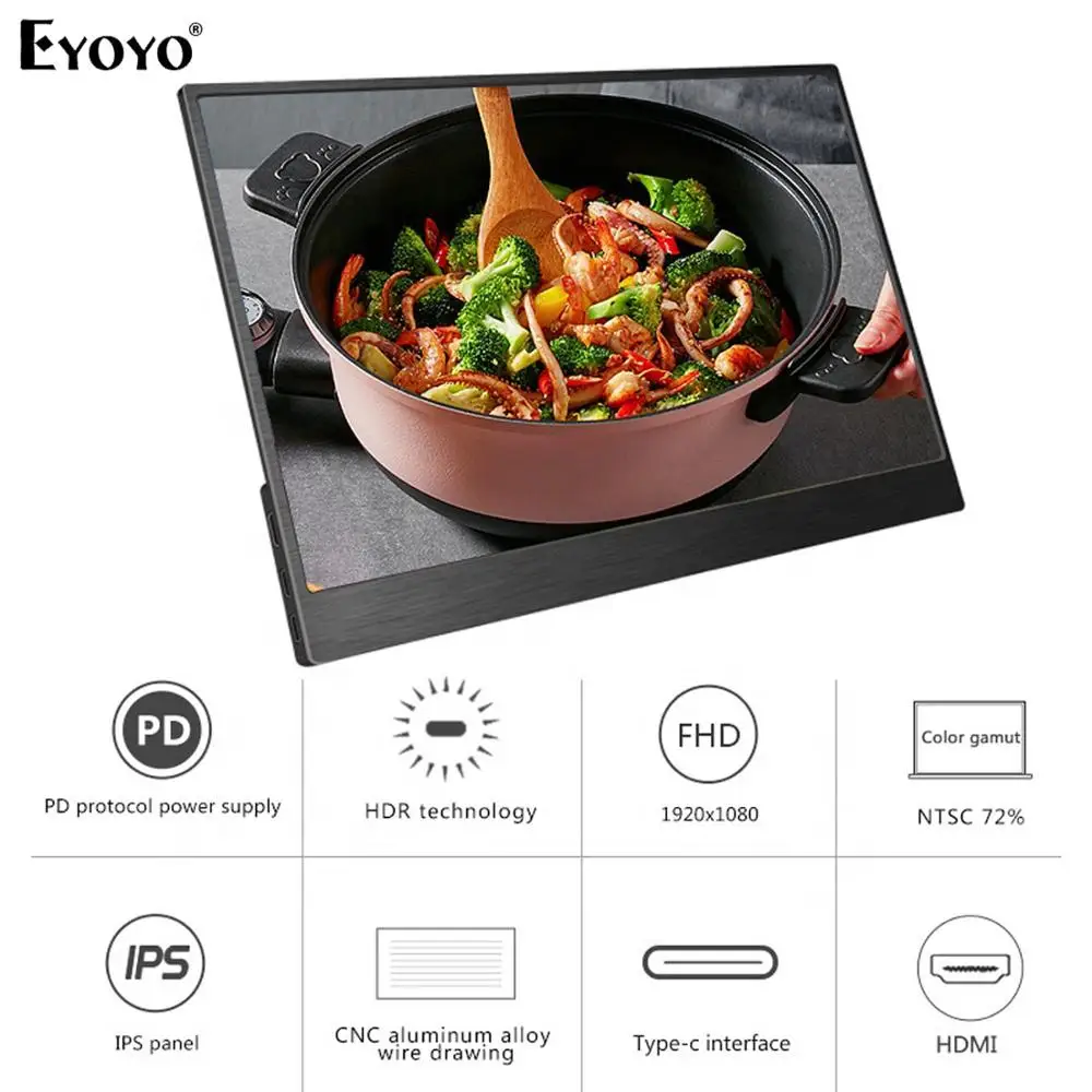 Портативный монитор Eyoyo EM13E 13 3 дюйма IPS FHD 1080P ЖК экран USB C HDMI для ноутбука ПК