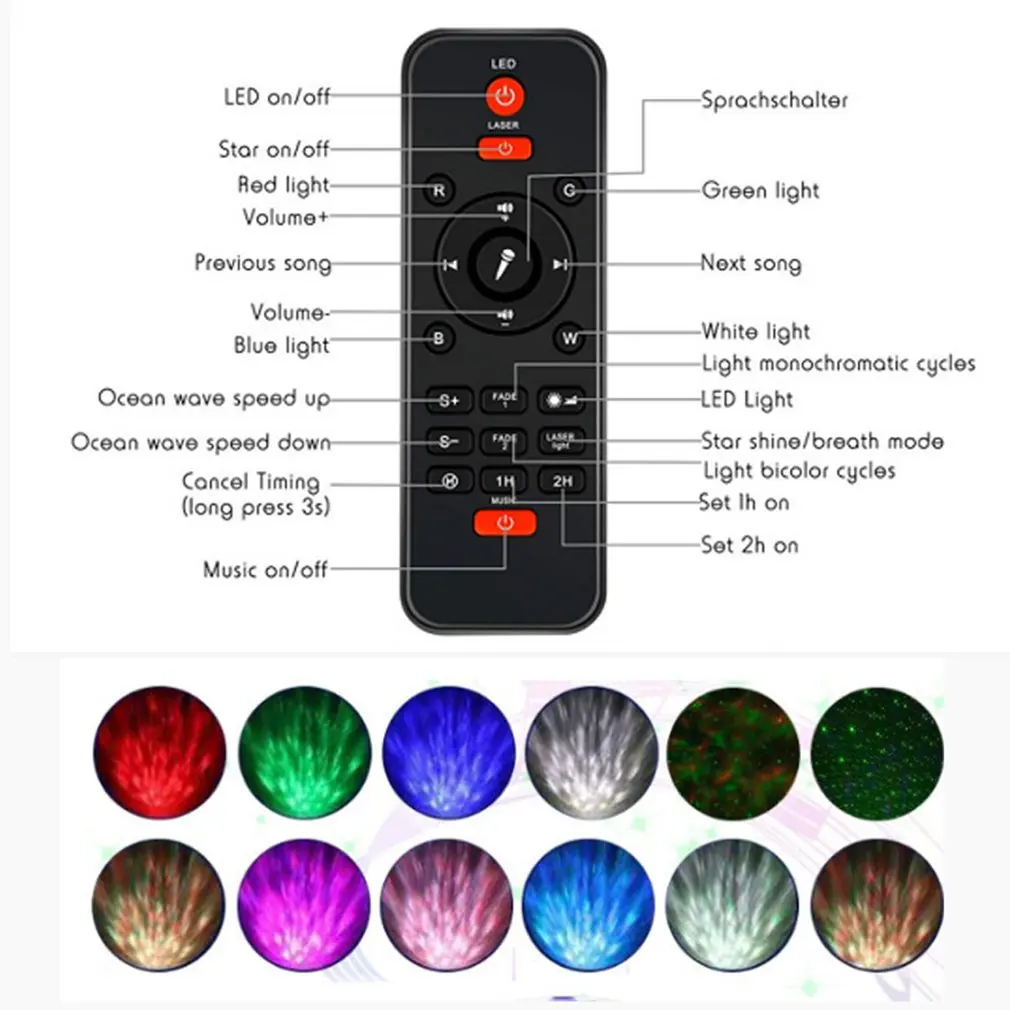 LED Star Projector Night Light Galaxy Starry Night Lamp Remote Control Ocean Wave Projector Remote Control Black
LED Star Projector Night Light Galaxy Starry Night Lamp Remote Control Ocean Wave Projector Remote Control Black