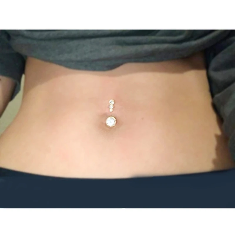 M2EA Zircon Umbilical Belly Button Ring 4 Diamond Copper-plated Body Piercing Jewelry | Украшения и аксессуары