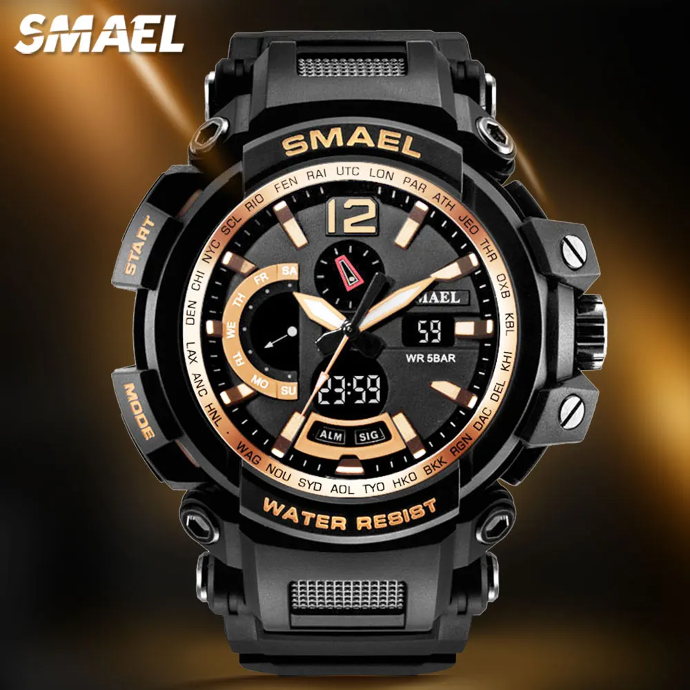 Часы SMAEL Мужские Цифровые, Спортивные Светящиеся Кварцевые Аналоговые электронные с хронографом, водонепроницаемость 50 м 
Часы SMAEL Мужские Цифровые, Спортивные Светящиеся Кварцевые Аналоговые электронные с хронографом, водонепроницаемость 50 м