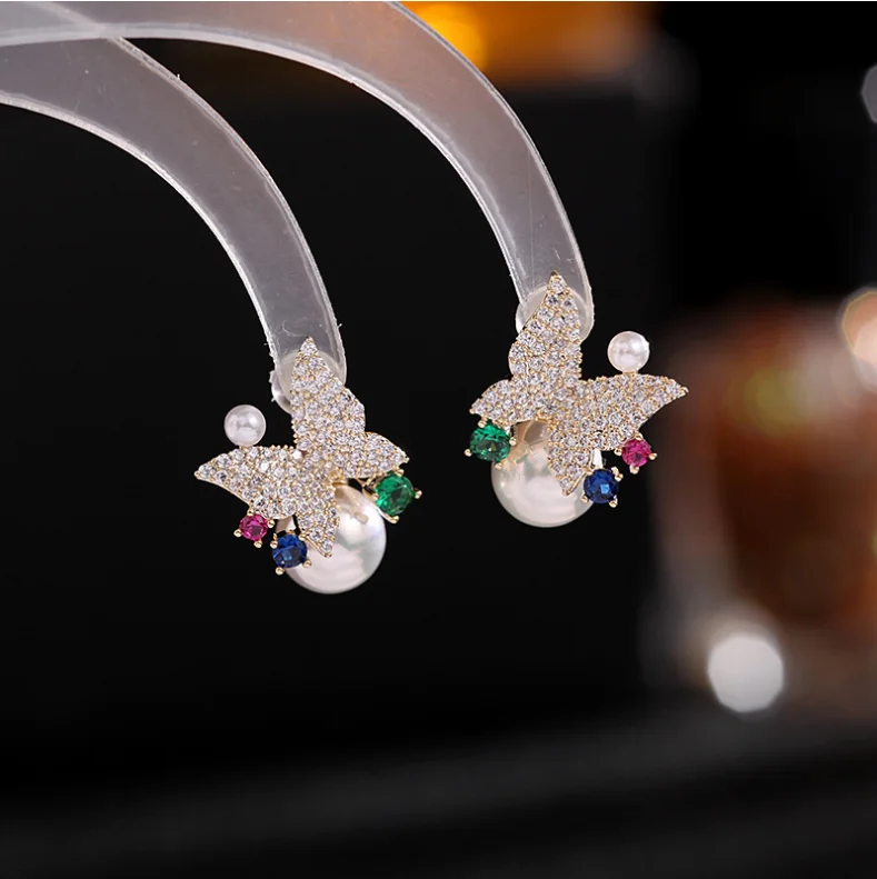 New style zircon earrings pearl butterfly earrings women
New style zircon earrings pearl butterfly earrings women