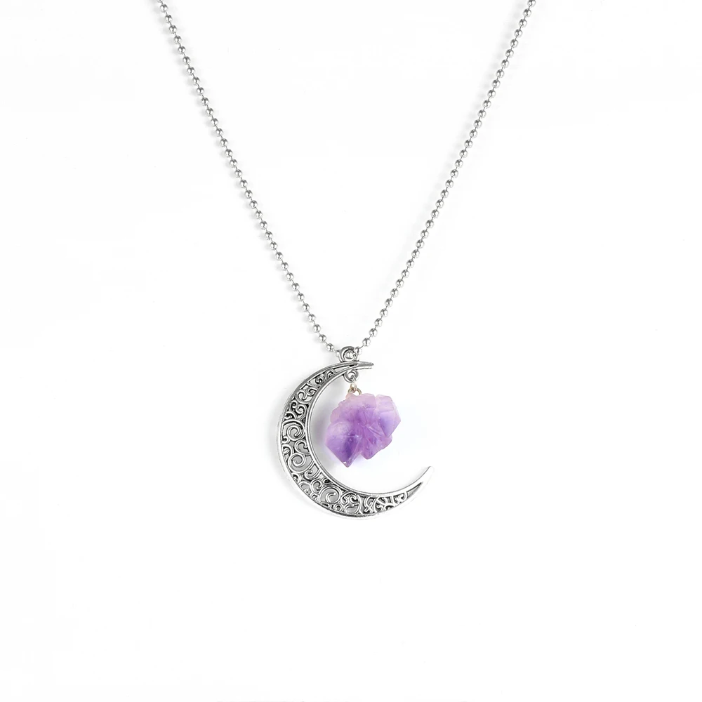 Natural Stone Quartz Pendant Necklace Original Amethyst Crystal Vintage Galaxy Moon Statement Choker Fashion Women Jewelry
Natural Stone Quartz Pendant Necklace Original Amethyst Crystal Vintage Galaxy Moon Statement Choker Fashion Women Jewelry
