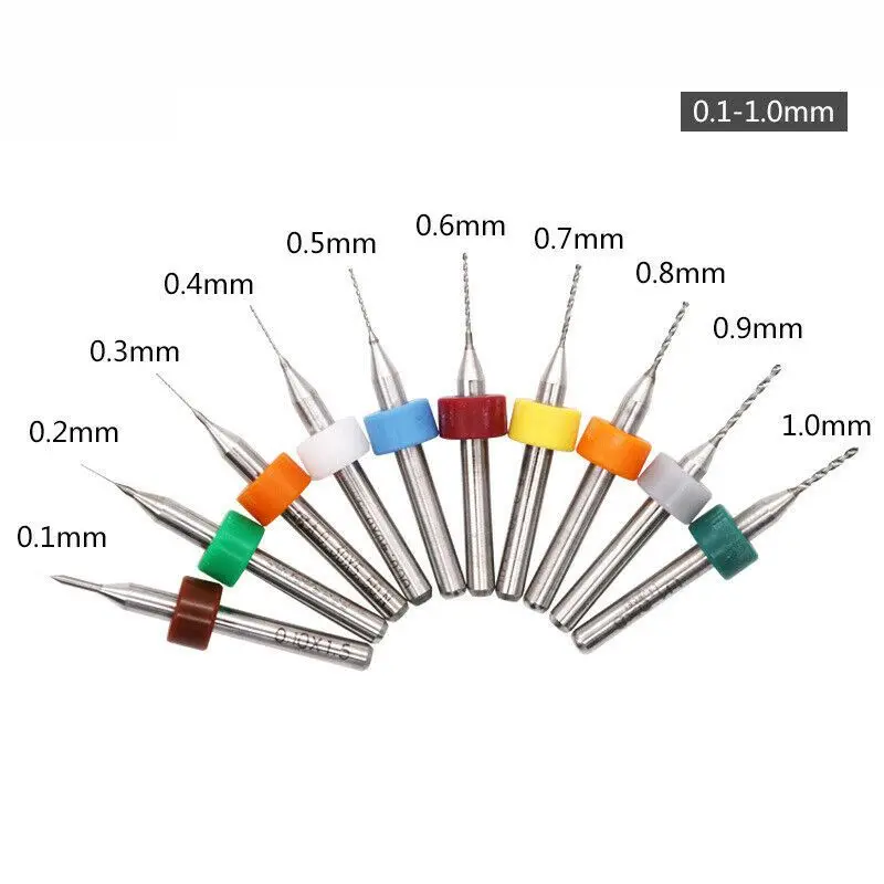 10pcs/set PCB Carbide Micro Twist Drill Bits Set Jewelry Rotary Tool Accurate Professional High Impact Drilling Bits 0.1mm-1.0mm
10pcs/set PCB Carbide Micro Twist Drill Bits Set Jewelry Rotary Tool Accurate Professional High Impact Drilling Bits 0.1mm-1.0mm