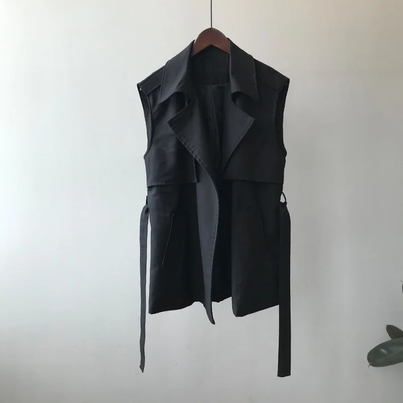 Korean Style Chic Solid Trench Vest Turn-down Collar Belt Slim Waist Sleeveless Jacket Women 2021 Spring Elegant Ol Outwears
Korean Style Chic Solid Trench Vest Turn-down Collar Belt Slim Waist Sleeveless Jacket Women 2021 Spring Elegant Ol Outwears