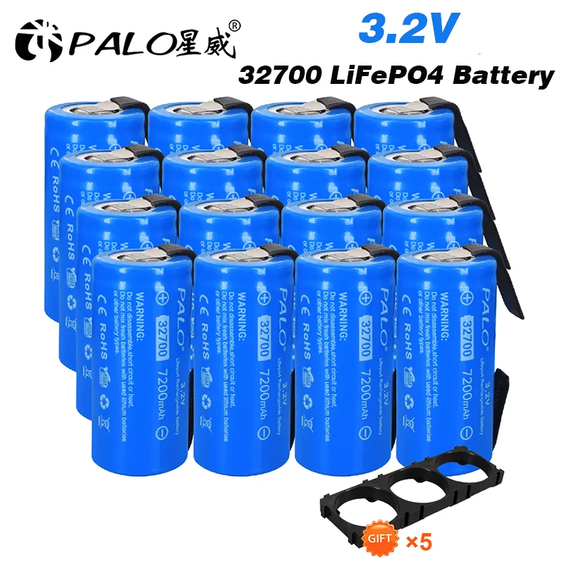 PALO 3.2V 32700 LiFePO4 Rechargeable Battery 7200mAh 35A Discharge Max 55A High Capacity battery For Backup Power Flashlight
PALO 3.2V 32700 LiFePO4 Rechargeable Battery 7200mAh 35A Discharge Max 55A High Capacity battery For Backup Power Flashlight