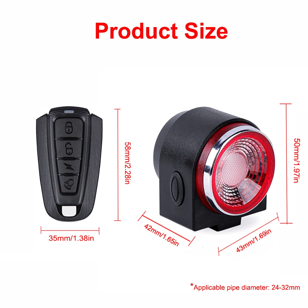 Rechargeable Rear Bicycle Light Brake Tail Lamp Wireless Remote Control Cycling Taillight Anti-theft Burglar Alarm Bell
Rechargeable Rear Bicycle Light Brake Tail Lamp Wireless Remote Control Cycling Taillight Anti-theft Burglar Alarm Bell