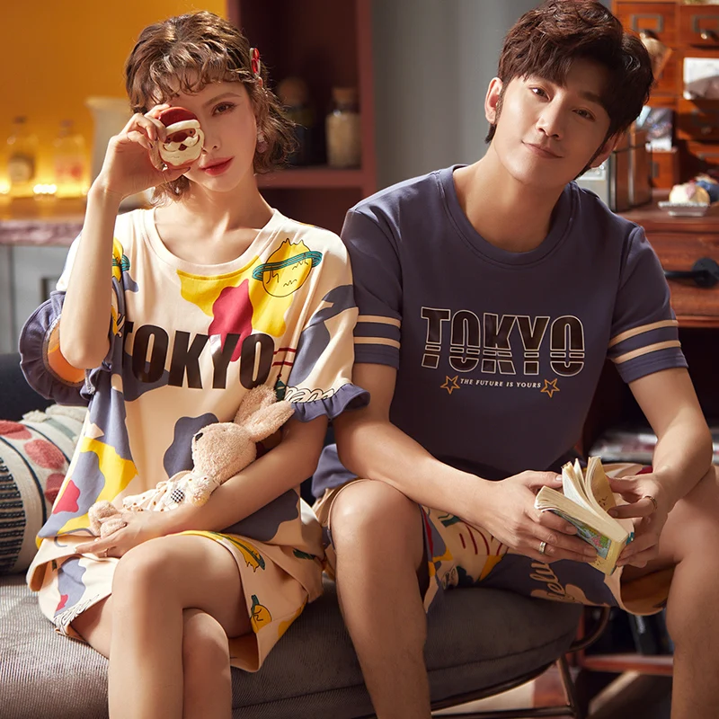 Summer Couples Pajamas Women Men Funny Color Graffiti Sleepwear Short Sleeve Cotton Lovers Homewear Lace Kawaii Women Pajamas
Summer Couples Pajamas Women Men Funny Color Graffiti Sleepwear Short Sleeve Cotton Lovers Homewear Lace Kawaii Women Pajamas