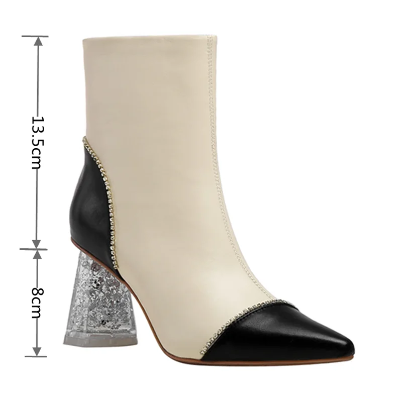 Mstacchi Crystal Heel Mixed Colors Cow Leather Women Short Boots Side Zipper Pointed Leisure Female Shoes Sapatos Das Mulheres
Mstacchi Crystal Heel Mixed Colors Cow Leather Women Short Boots Side Zipper Pointed Leisure Female Shoes Sapatos Das Mulheres