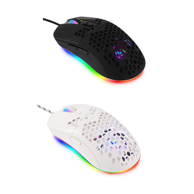 

Type C Wired Lightweight Gaming Mouse Honeycomb Shell 7 Buttons 7200DPI RGB Backlit USB C Mouse for PC Laptop Notebook Computer