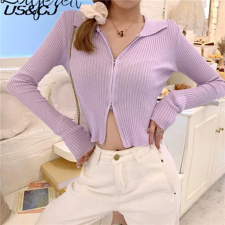 Gothic Street Clothes Fashion Tide Sexy knit Cardigan 2022 Spring Autumn Double-Headed Zipper Long Sleeve T-shirt Slim Top Woman
Gothic Street Clothes Fashion Tide Sexy knit Cardigan 2022 Spring Autumn Double-Headed Zipper Long Sleeve T-shirt Slim Top Woman