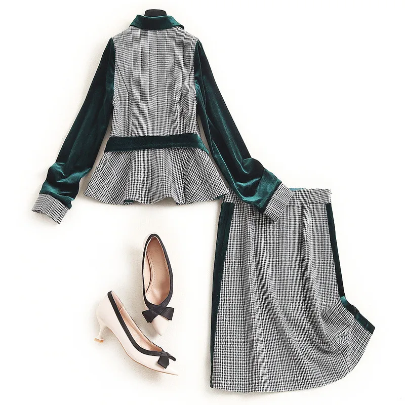 High Street Fashion Fall Winter Runway Set Women 2020 Long Sleeve Plaid Velvet Top and Pencil Skirt Suit Elegant Lady Outfits
High Street Fashion Fall Winter Runway Set Women 2020 Long Sleeve Plaid Velvet Top and Pencil Skirt Suit Elegant Lady Outfits
