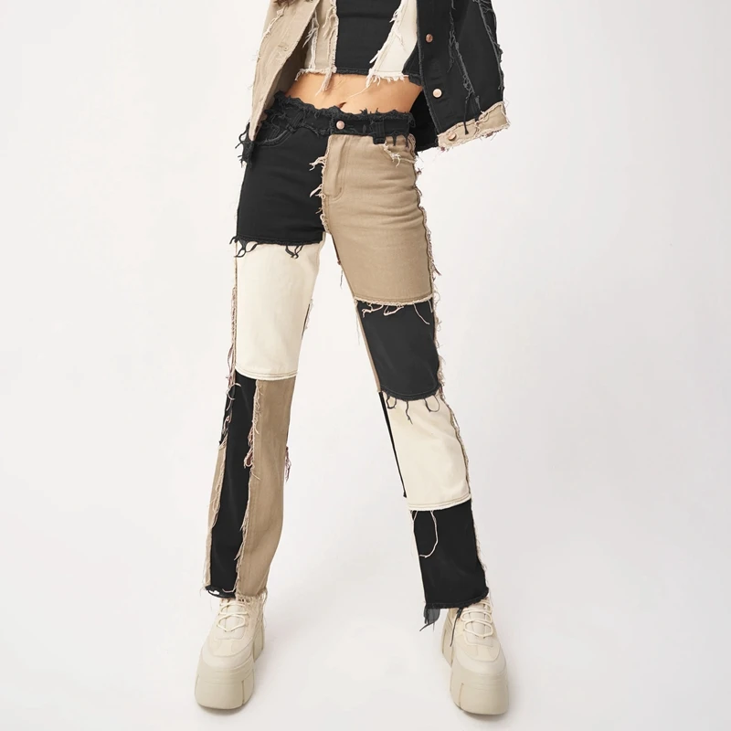 Patchwork Skinny Straight Jeans Women High Waist with Pockets Color Block Ladies Jeans Trousers Denim Pants
Patchwork Skinny Straight Jeans Women High Waist with Pockets Color Block Ladies Jeans Trousers Denim Pants