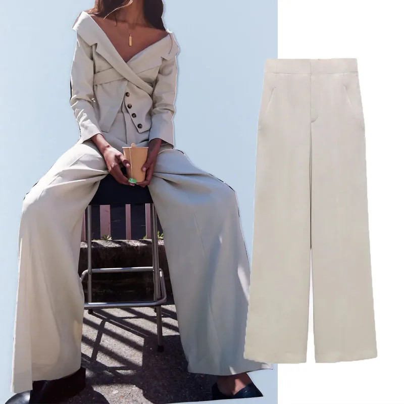 Summer Women Pants Za 2021 Vintage High Waist Wide Leg Long Pant Casual Loose Side Pocket Button Office Lady Pants Fashion Mujer
Summer Women Pants Za 2021 Vintage High Waist Wide Leg Long Pant Casual Loose Side Pocket Button Office Lady Pants Fashion Mujer
