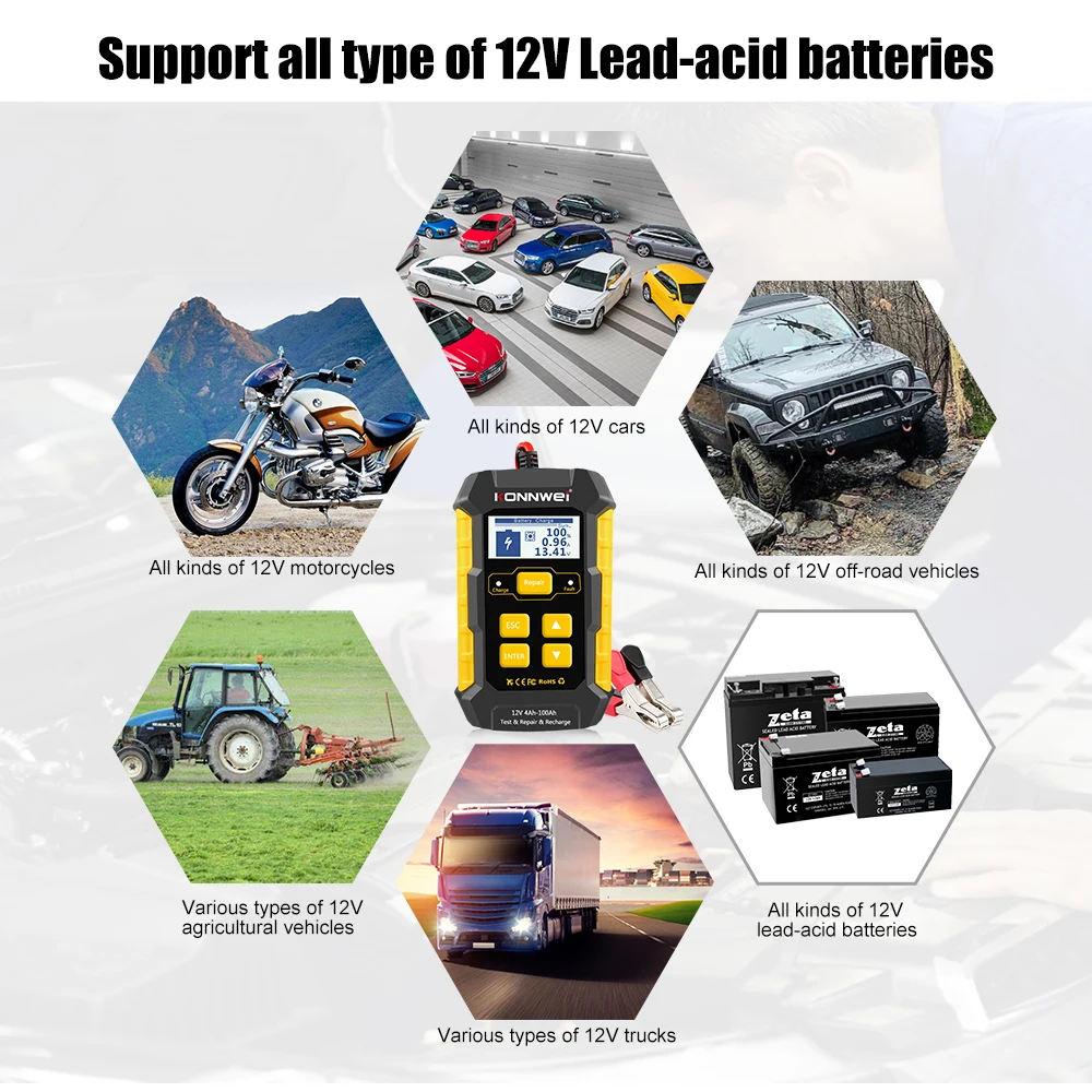 3 in 1 KONNWEI KW510 12V Full Automatic Car Battery Tester Pulse Repair Charger Wet Dry Lead Acid Battery Repair Tool Agm Gel 
3 in 1 KONNWEI KW510 12V Full Automatic Car Battery Tester Pulse Repair Charger Wet Dry Lead Acid Battery Repair Tool Agm Gel