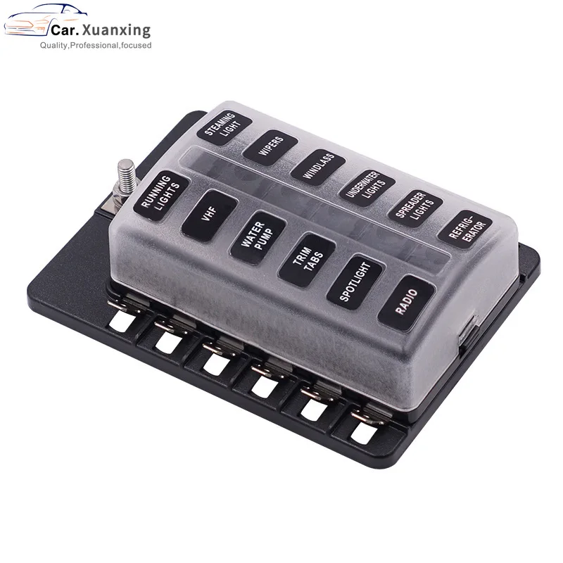 32V Fuse box Holder M5 Stud With LED Indicator Light 1 in 12 out PC waterproof dust cover for Auto Car Boat Marine Trike
32V Fuse box Holder M5 Stud With LED Indicator Light 1 in 12 out PC waterproof dust cover for Auto Car Boat Marine Trike