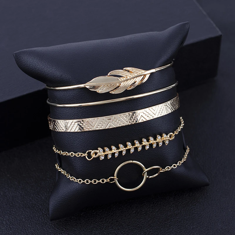 5Pcs/set Bohemian Gold color Moon Leaf Crystal Opal Open Bracelet Set for Women Punk Boho Beach Bangle Jewelry Gift
5Pcs/set Bohemian Gold color Moon Leaf Crystal Opal Open Bracelet Set for Women Punk Boho Beach Bangle Jewelry Gift