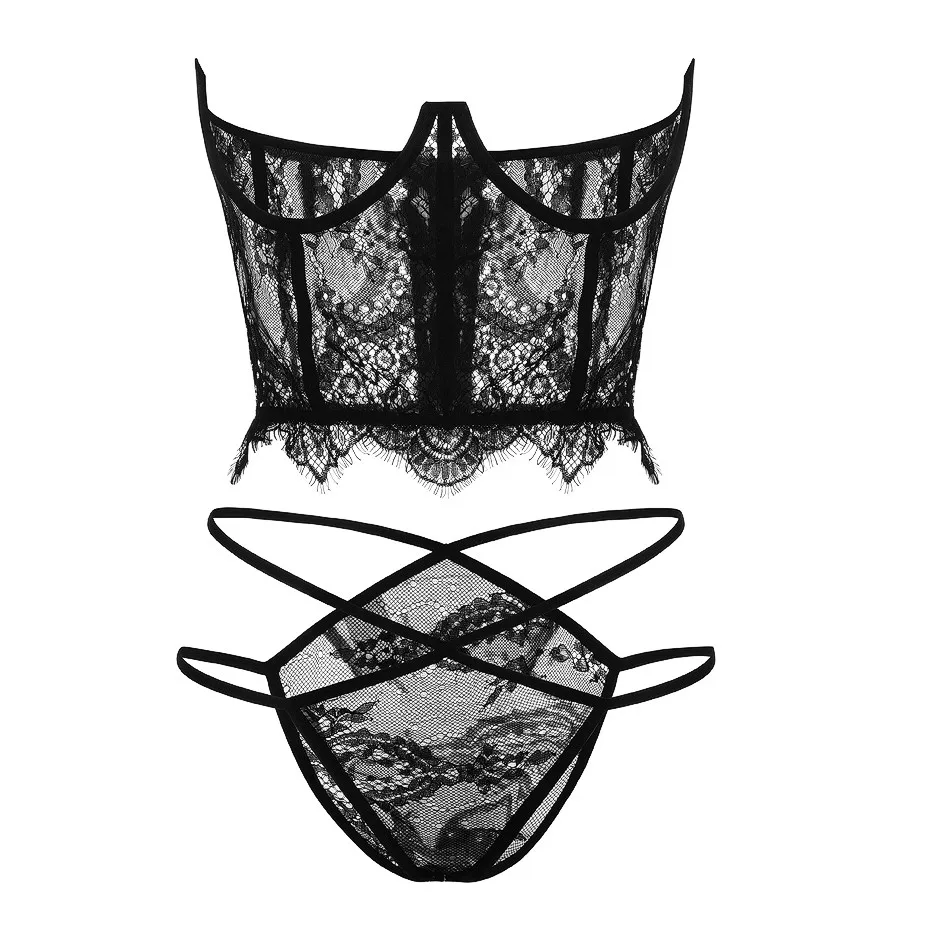 Strapless Open Bra Thongs Lingerie Set Women Perspective Floral Lace Hollow Out Underwear Set Sexy Temptation Exotic Nightwear
Strapless Open Bra Thongs Lingerie Set Women Perspective Floral Lace Hollow Out Underwear Set Sexy Temptation Exotic Nightwear