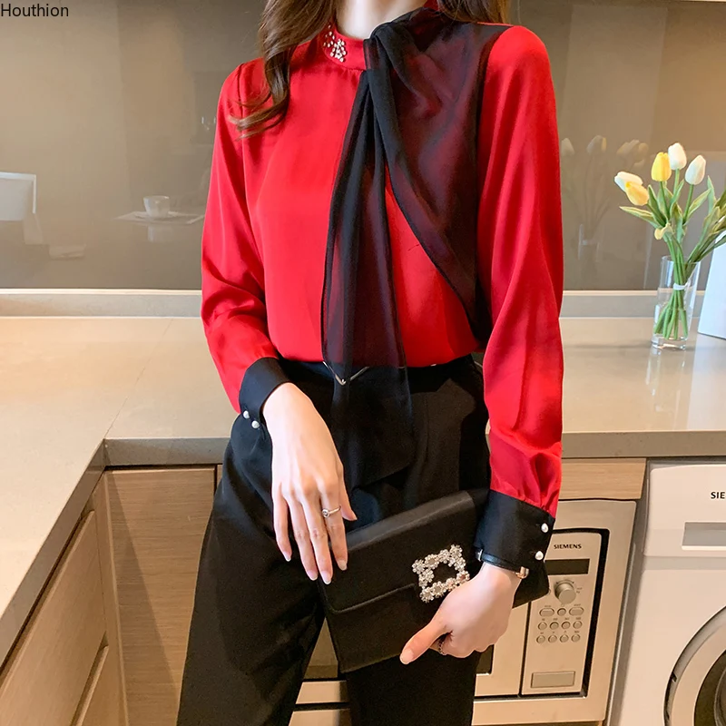 Houthion Chiffon Women's Blouses Casual Blouse Long Sleeve Fashion Top O-neck Korean Solid Breasted Loose Tops
Houthion Chiffon Women's Blouses Casual Blouse Long Sleeve Fashion Top O-neck Korean Solid Breasted Loose Tops