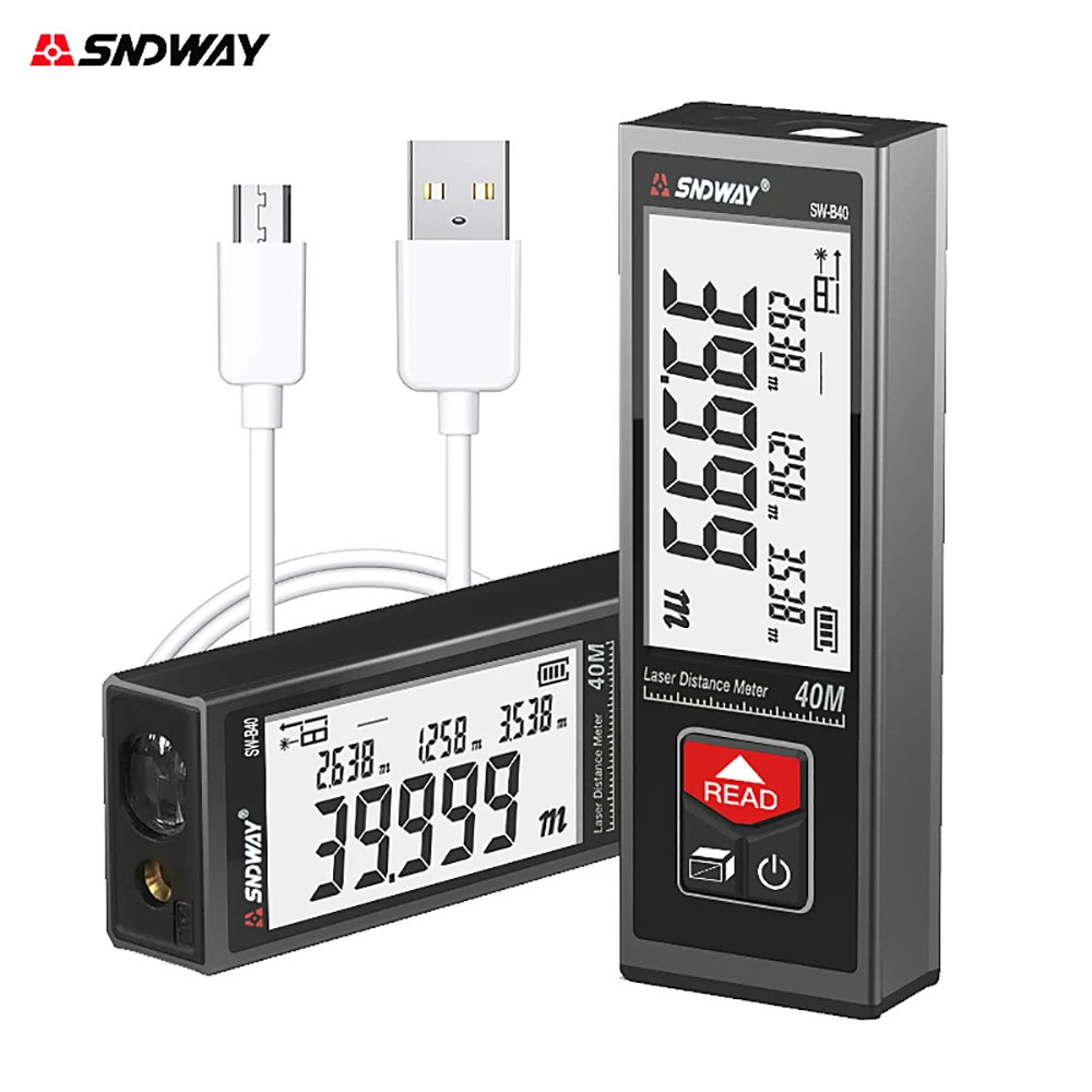 SNDWAY 3.7V Mini Laser Distance Meter Rangefinder 40M 50M 60M 850mAh Continuous measure Trena Rangefinder Tape Measure
SNDWAY 3.7V Mini Laser Distance Meter Rangefinder 40M 50M 60M 850mAh Continuous measure Trena Rangefinder Tape Measure