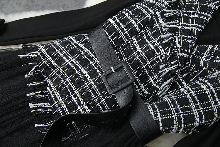 European and American women's wear 2020 winter new style Long-sleeved sweater Tweed patchwork gauze dress Fashion two-piece
European and American women's wear 2020 winter new style Long-sleeved sweater Tweed patchwork gauze dress Fashion two-piece