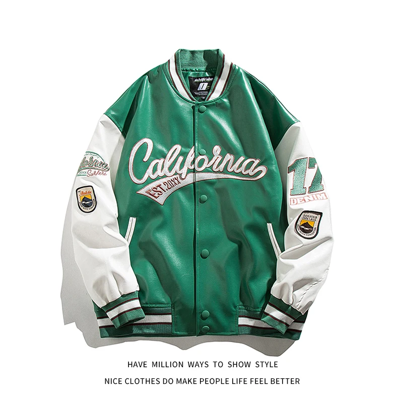 2021 New Autumn PU Leather Patchwork Embroid Men's Baseball Jacket Unisex Women's Bomber Varisty Jacket Couple Street Motorcycle
2021 New Autumn PU Leather Patchwork Embroid Men's Baseball Jacket Unisex Women's Bomber Varisty Jacket Couple Street Motorcycle