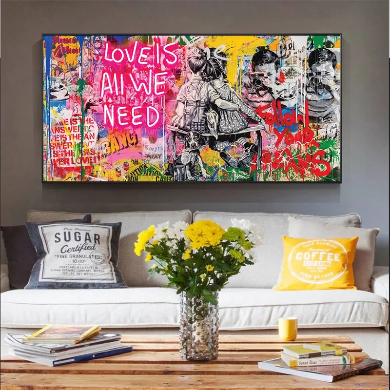Graffiti street Art Love Canvas Paintings On The Wall Modern cute Posters And Prints kids bedroom Pictures Home Decoration
Graffiti street Art Love Canvas Paintings On The Wall Modern cute Posters And Prints kids bedroom Pictures Home Decoration