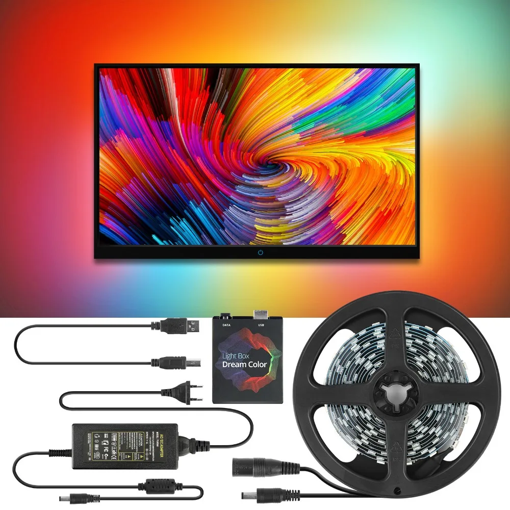 5V WS2812B USB LED Strip light 5050 RGB Dream Color Ambient TV Kit for Desktop PC Screen Background lighting 1M 2M 3M 4M 5M
5V WS2812B USB LED Strip light 5050 RGB Dream Color Ambient TV Kit for Desktop PC Screen Background lighting 1M 2M 3M 4M 5M