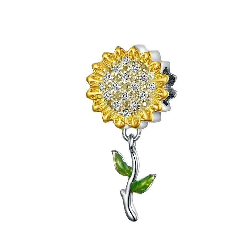 abalorio de girasol de Color dorado para mujer, pulsera de plata de ley 925, cuentas de hoja de esmalte plateado, accesor
abalorio de girasol de Color dorado para mujer, pulsera de plata de ley 925, cuentas de hoja de esmalte plateado, accesor
