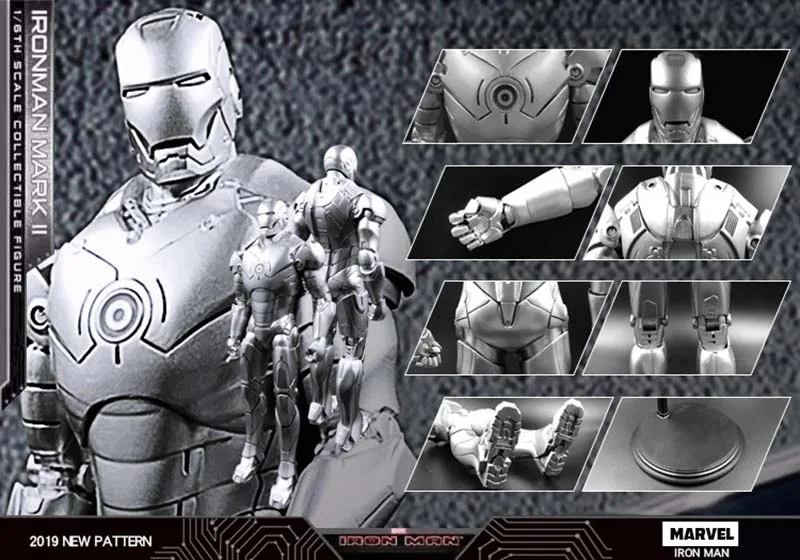 

Iron Man 1/6 Scale Collectible Action Figure Avengers Infinity War Tony Stark MK2 Silvery Models Toys