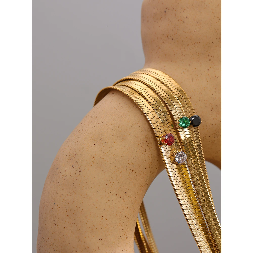 Yhpup Stainless Steel Snake Chain Necklace Colorful Cubic Zirconia Jewelry Temperament Trendy Gold Metal Choker Necklace Gift
Yhpup Stainless Steel Snake Chain Necklace Colorful Cubic Zirconia Jewelry Temperament Trendy Gold Metal Choker Necklace Gift