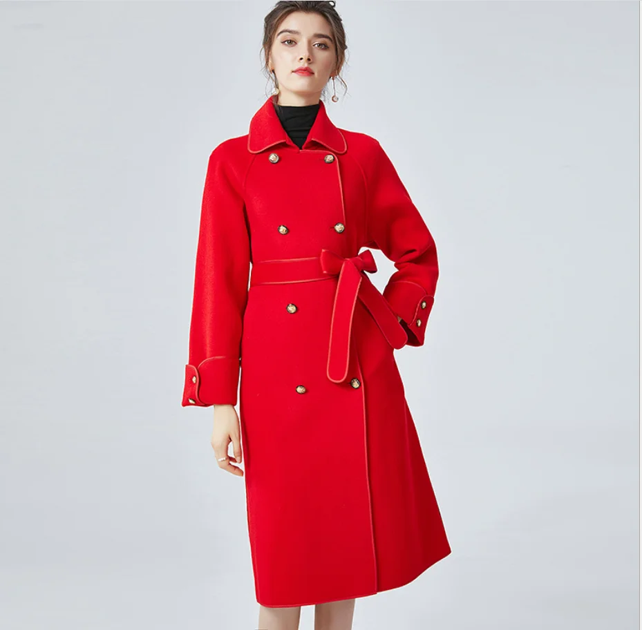 2020 Autumn Long overcoats Handmade 100% Wool Jacket Coat Women Belt Cashmere outwear Female Office Lady Wool Coats clothes
2020 Autumn Long overcoats Handmade 100% Wool Jacket Coat Women Belt Cashmere outwear Female Office Lady Wool Coats clothes