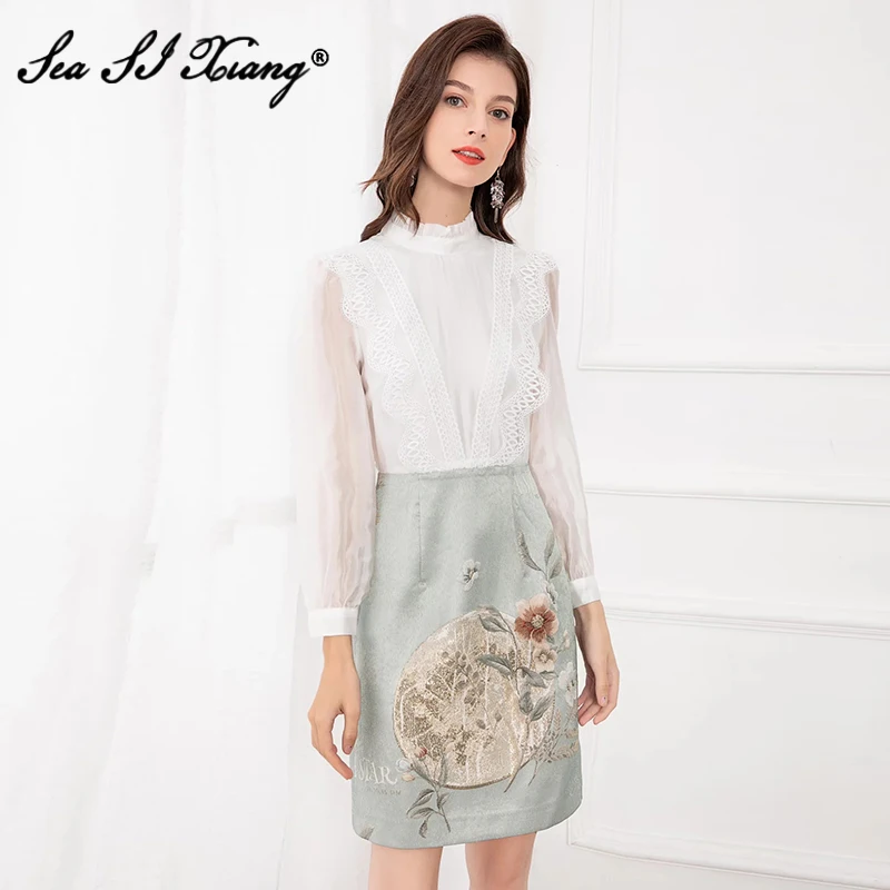 Seasixiang Fashion Designer Autumn Mini Dress Women Stand Collar Long Sleeve Jacquard Patchwork Vintage Pencil Dresses
Seasixiang Fashion Designer Autumn Mini Dress Women Stand Collar Long Sleeve Jacquard Patchwork Vintage Pencil Dresses