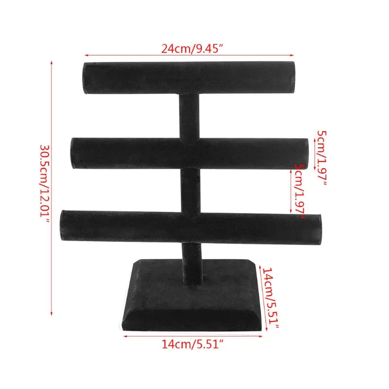 Velvet Level T-Bar Bracelet Necklace Jewelry Display Stand for Home Organization
Velvet Level T-Bar Bracelet Necklace Jewelry Display Stand for Home Organization