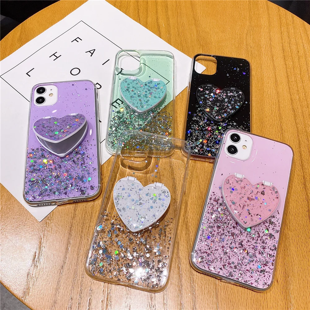 

Mirror Stand Phone Case For Huawei Enjoy 9E 9 8 7 Plus Glitter Case 8E 7S 10 Plus 10E 10S for Honor X10 P40 Pro Plus Psmart 2020