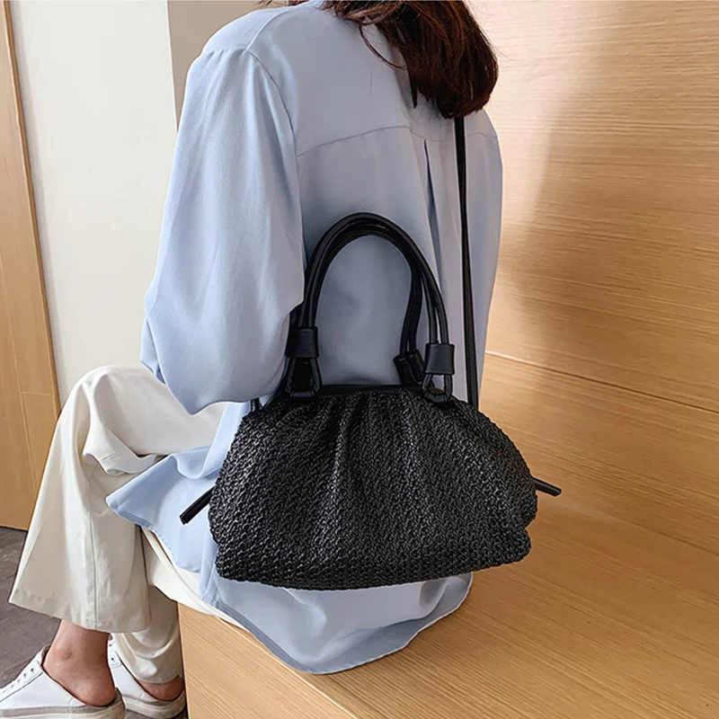 2021 Summer PU Leathe Handbags Shoulder Bag Straw Woven Cloud Bags For Women Summer Holiday Beach Crossbody Bag Female
2021 Summer PU Leathe Handbags Shoulder Bag Straw Woven Cloud Bags For Women Summer Holiday Beach Crossbody Bag Female