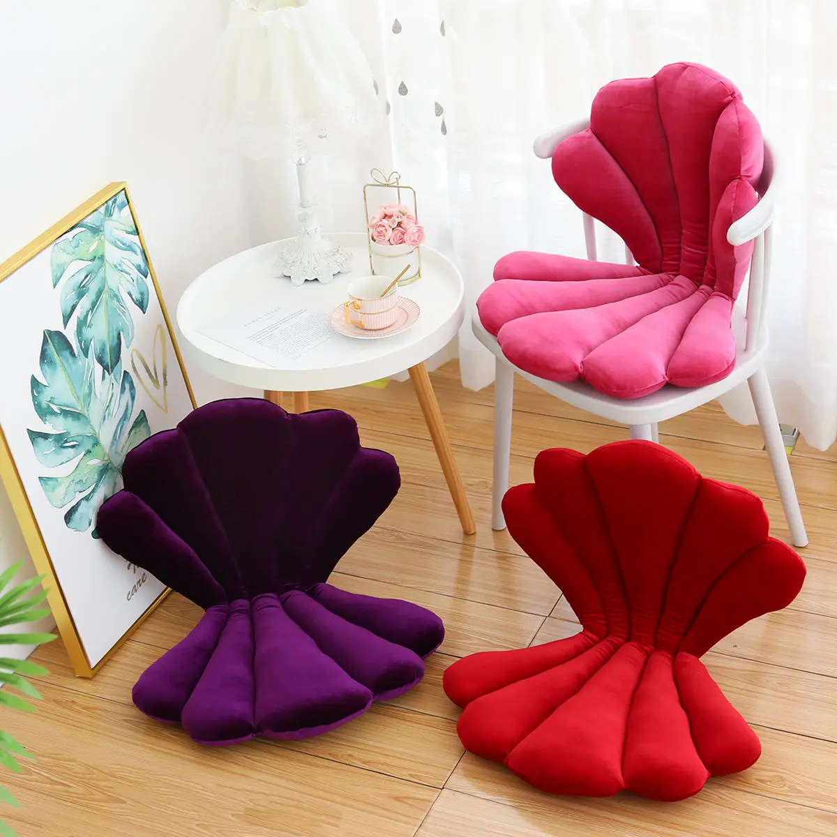 Роскошная бархатная подушка на стул с уплотнением розовая сиденье