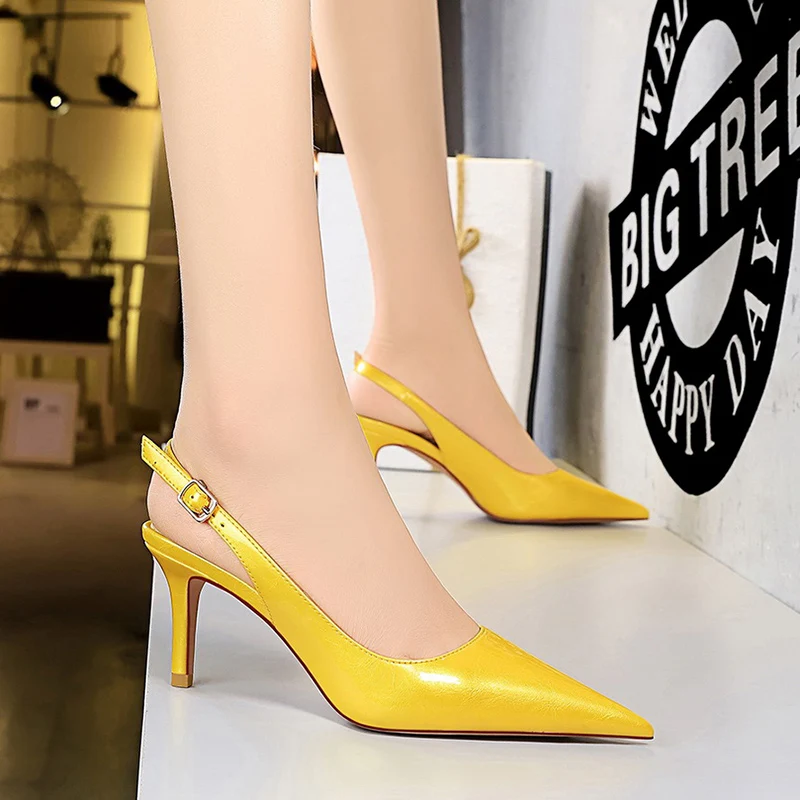 2021 Summer Elegant Women Glitter Pink Yellow Heels Slingback Sandals 7cm Stiletto High Heels Sandals Wedding Shoes RB90
2021 Summer Elegant Women Glitter Pink Yellow Heels Slingback Sandals 7cm Stiletto High Heels Sandals Wedding Shoes RB90
