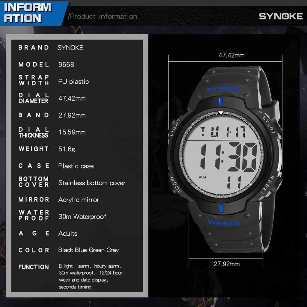 Electronic Outdoor Sports Men Watch Multi Function Fashion Trend Watchfor men LED Digital Movement Wrist Clock Reloj deportivo
Electronic Outdoor Sports Men Watch Multi Function Fashion Trend Watchfor men LED Digital Movement Wrist Clock Reloj deportivo