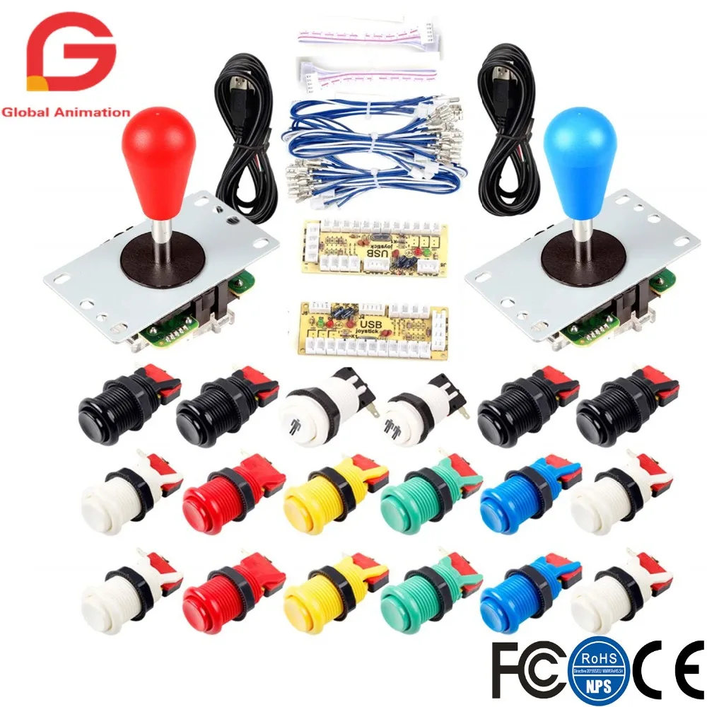 Arcade Game DIY Kit For Mame USB Cabinet Zero Delay Encoder To PC HAPP Style 8Way Joystick And Push Button With Micro Switch | Спорт и