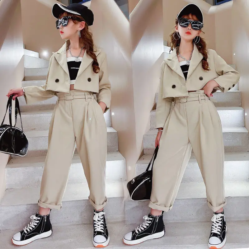 Girls Blazer Suits Clothing Sets Spring Autumn Kids Jackets+Pants 2 PCS/set Fashion Solid Formal Teenage Casual Outfits 3-14Year
Girls Blazer Suits Clothing Sets Spring Autumn Kids Jackets+Pants 2 PCS/set Fashion Solid Formal Teenage Casual Outfits 3-14Year
